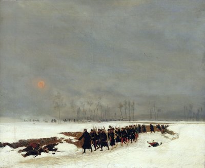 La guerra de 1870-71: una columna de infantería en camino a una incursión, 1872 de Jean Baptiste Edouard Detaille
